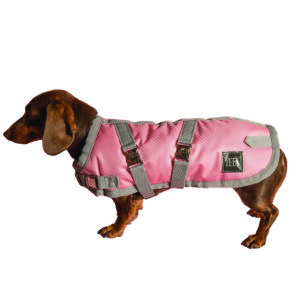 Zeez Supreme Dachshund Dog Coat Flamingo Pink/ Grey