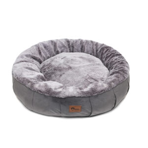 Harley Dog Bed Grey Velvet / Rabbit Faux Fur