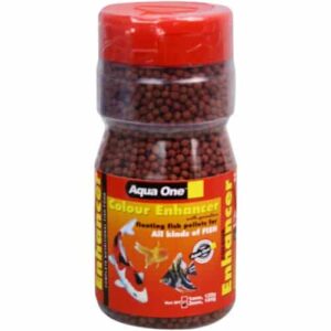 Aqua One Aquarium Fish Colour Enhancer Pellet Food 2mm 100g Bottle