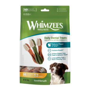 Whimzees Toothbrush Dental Treat Medium 12 Chews